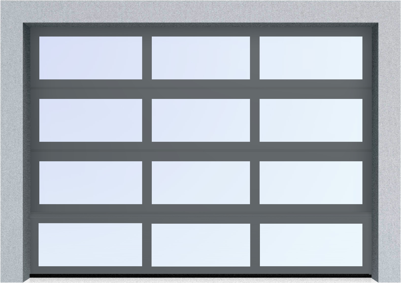  Секционные панорамные ворота серии AluTrend (АЛП) 2375х2500 нижняя панель стандартные цвета, фото 5 