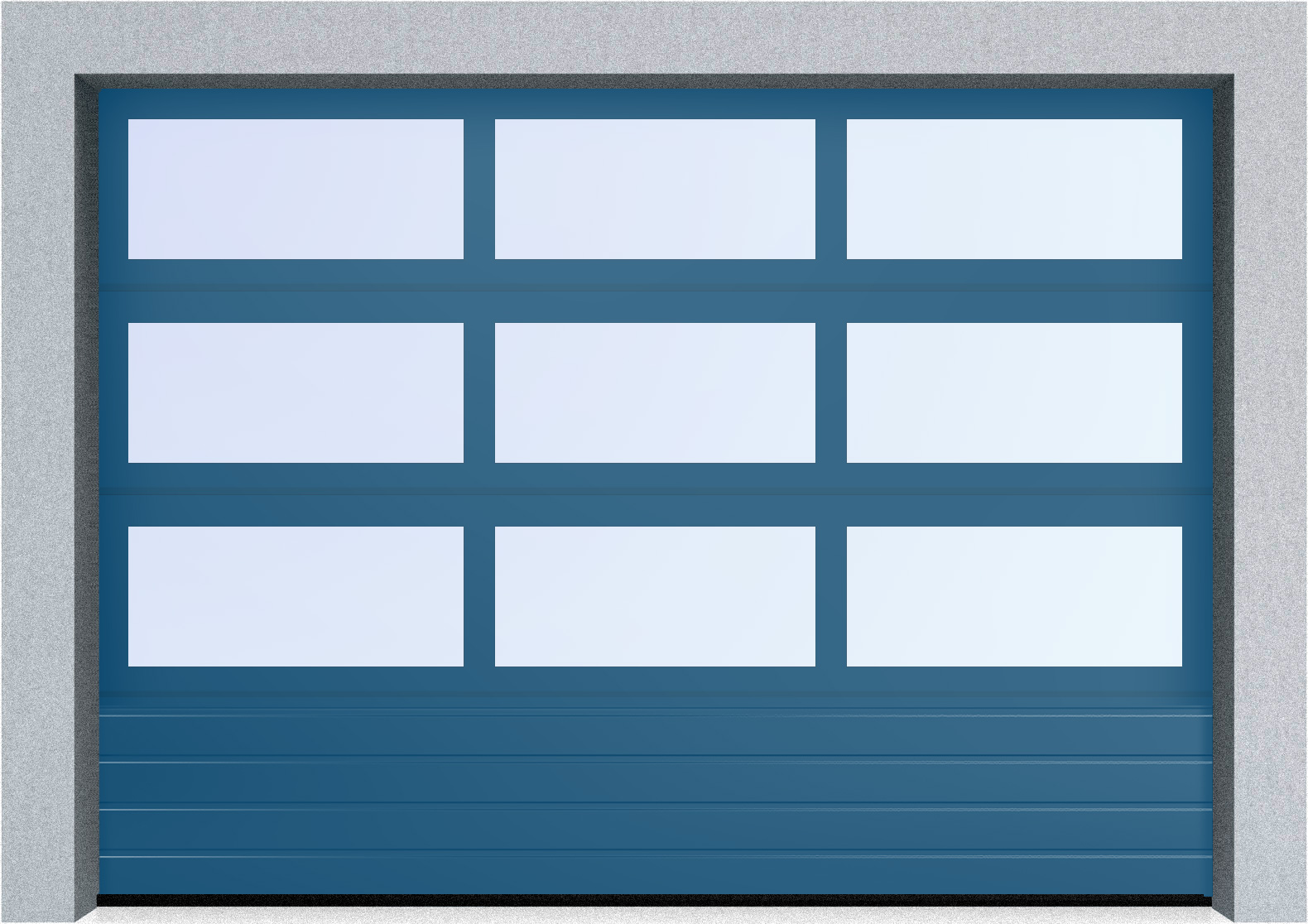  Секционные панорамные ворота серии AluTrend с комбинированным типом полотна (АЛПС) 2500х2625 нижняя панель S-гофр, Микроволна стандартные цвета, фото 6 