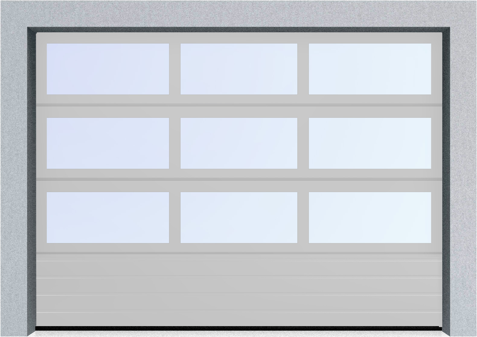  Секционные панорамные ворота серии AluTrend с комбинированным типом полотна (АЛПС) 2500х2375 нижняя панель S-гофр, Микроволна стандартные цвета, фото 16 