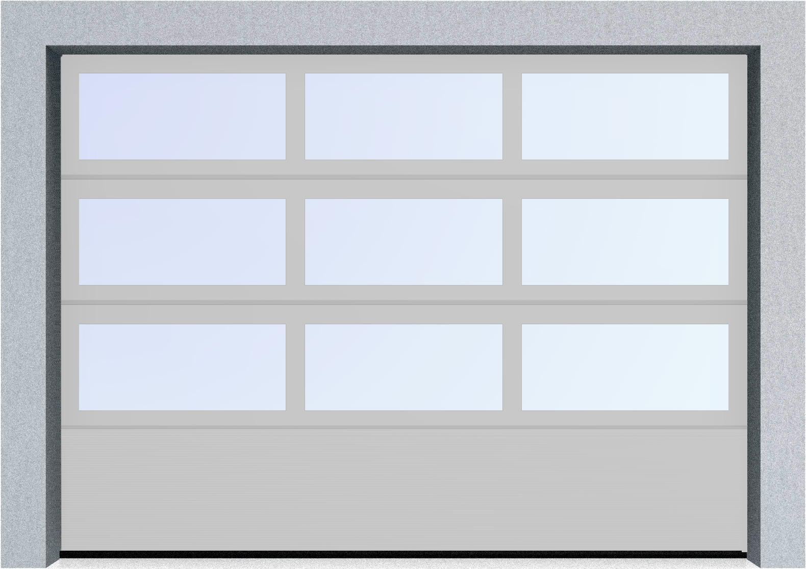  Секционные панорамные ворота серии AluTrend с комбинированным типом полотна (АЛПС) 2500х2625 нижняя панель S-гофр, Микроволна стандартные цвета, фото 15 
