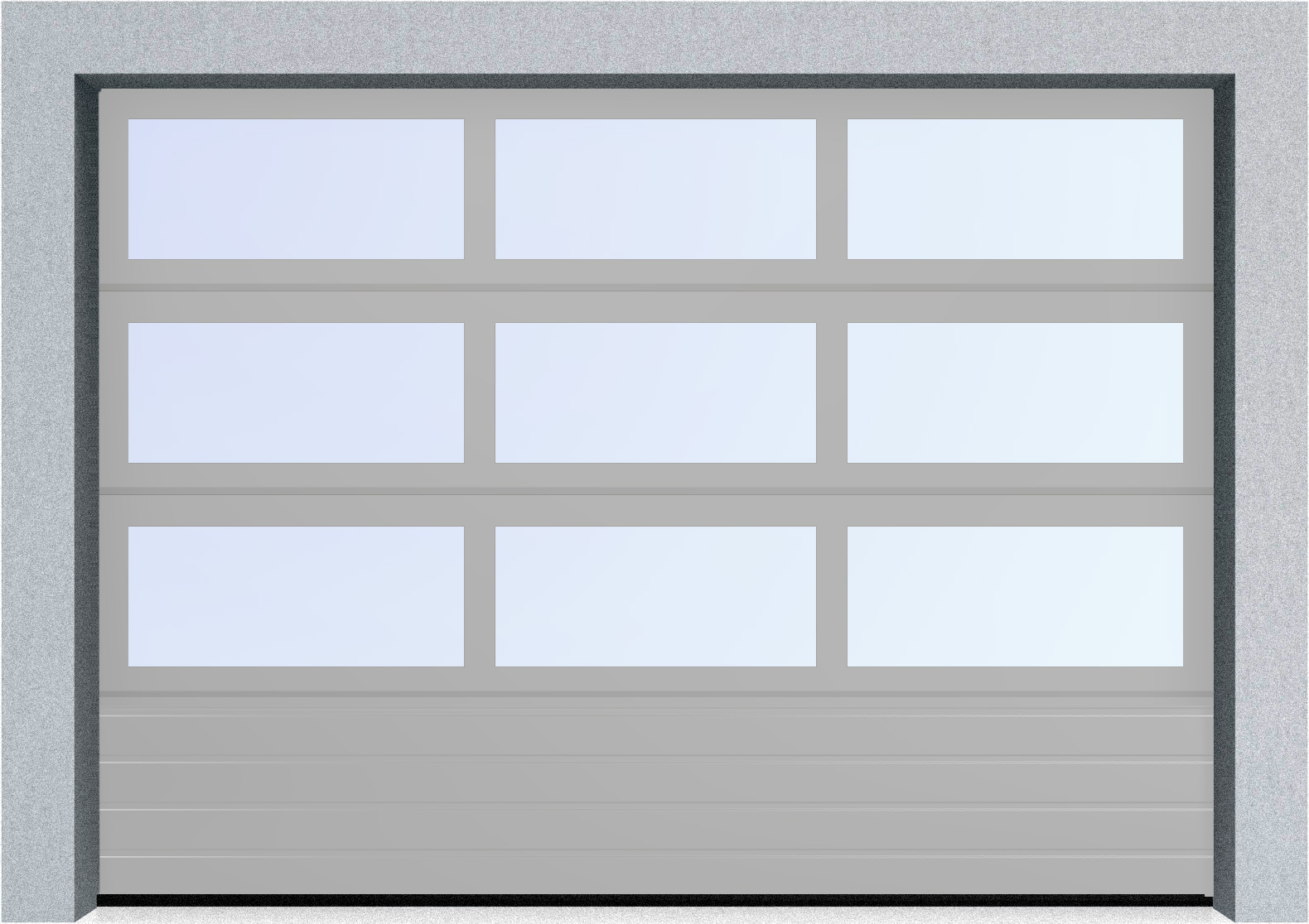  Секционные панорамные ворота серии AluTrend с комбинированным типом полотна (АЛПС) 2500х2375 нижняя панель S-гофр, Микроволна стандартные цвета, фото 18 