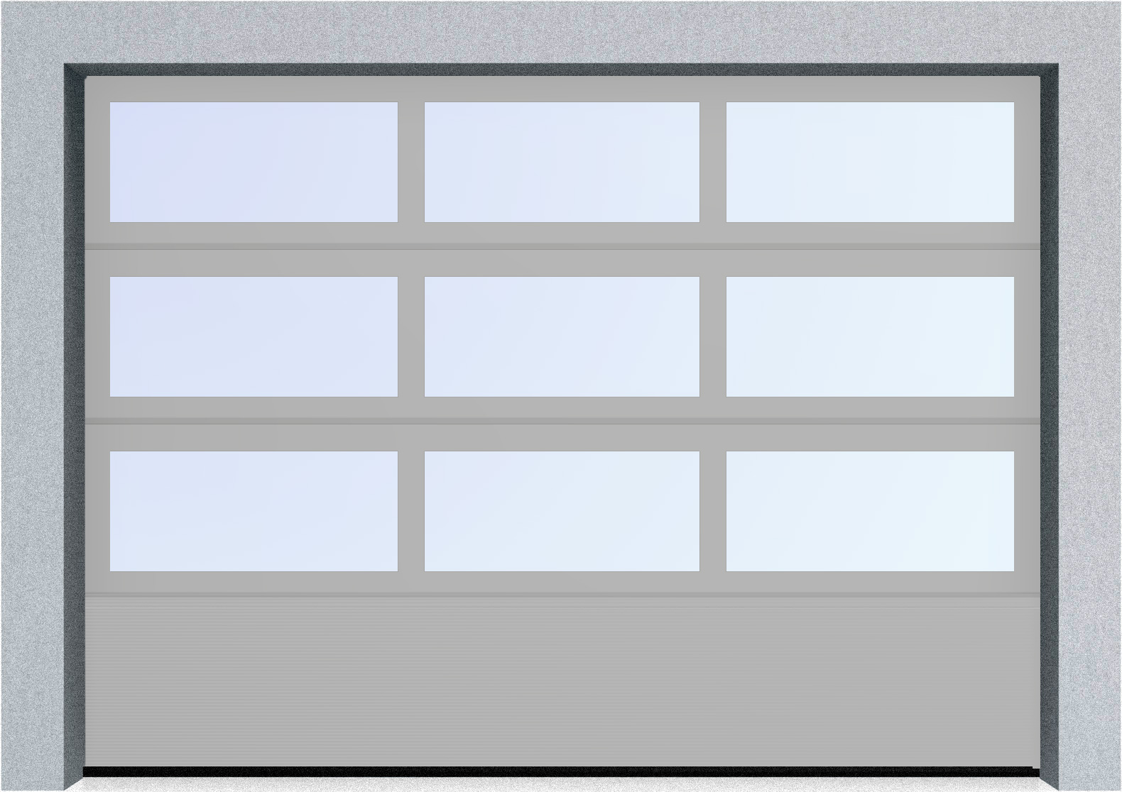  Секционные панорамные ворота серии AluTrend с комбинированным типом полотна (АЛПС) 2500х2375 нижняя панель S-гофр, Микроволна стандартные цвета, фото 17 