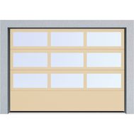  Секционные панорамные ворота серии AluTrend с комбинированным типом полотна (АЛПС) 3750х1875 нижняя панель S-гофр, Микроволна стандартные цвета, фото 1 